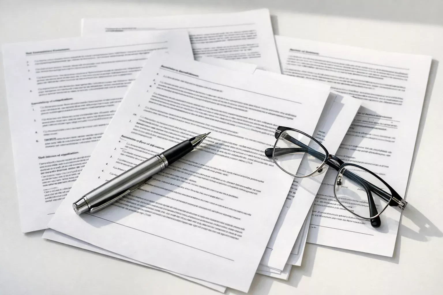 Documento con termini e condizioni e una penna