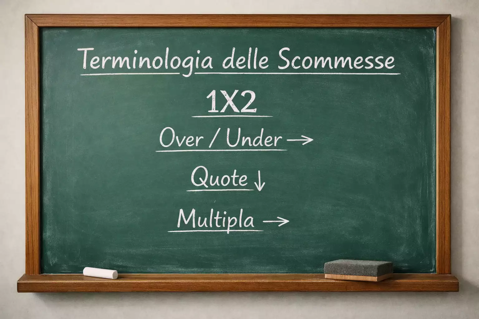 Lavagna con termini di scommesse sportive scritti a mano