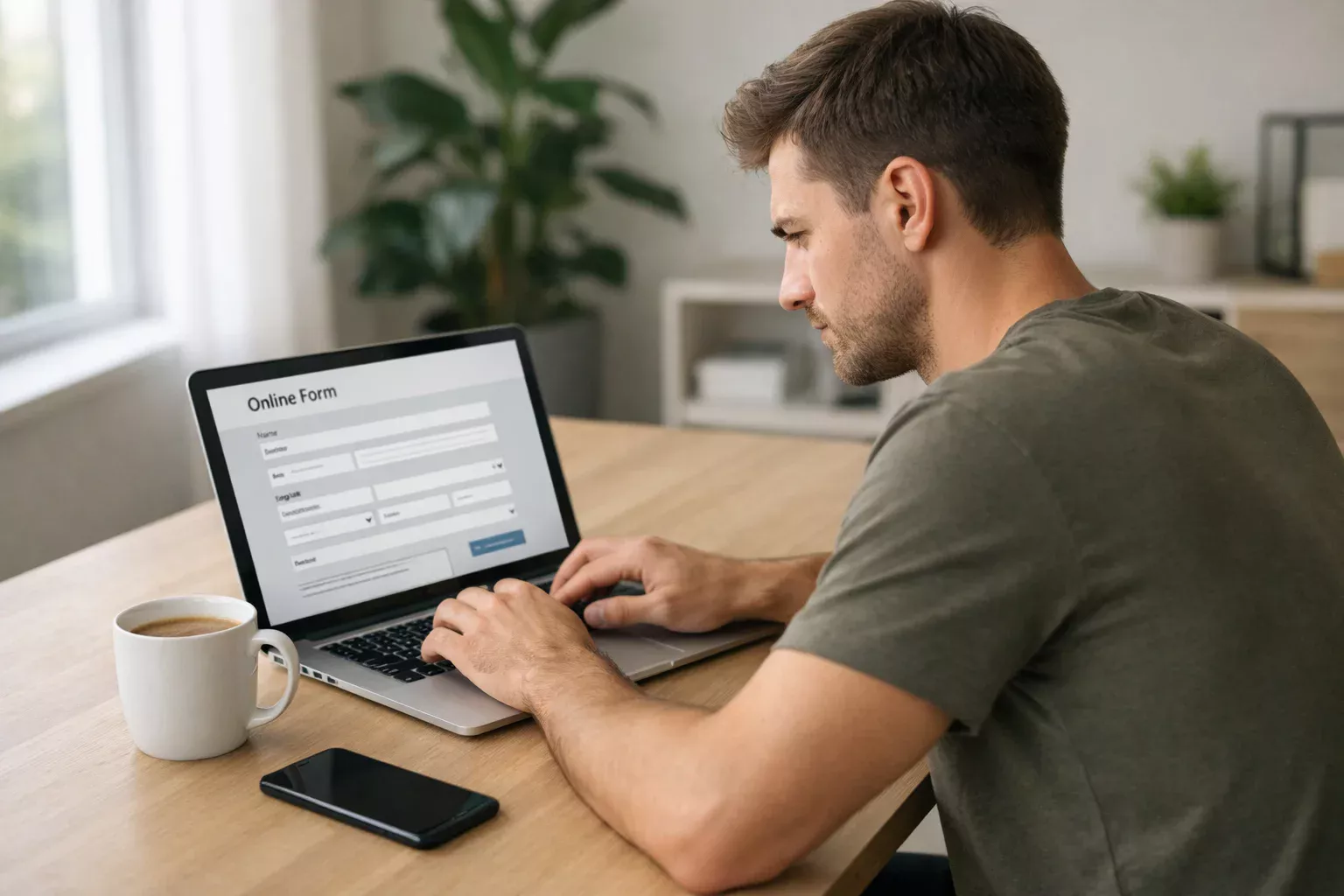 Persona che compila un modulo di registrazione online su laptop